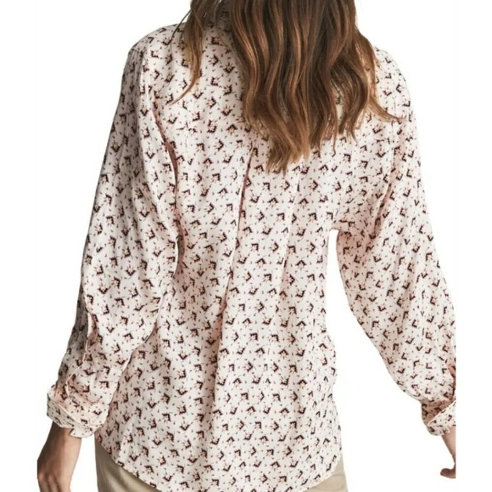 REISS PIA  TETRIS GEOMETRIC PRINT  BLOUSE TOP - Picture 2 of 14